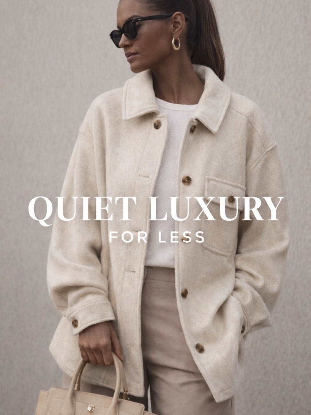 Old Navy Cream Oversized Shacket | Wool Blend Luxe Minimalist Coat X